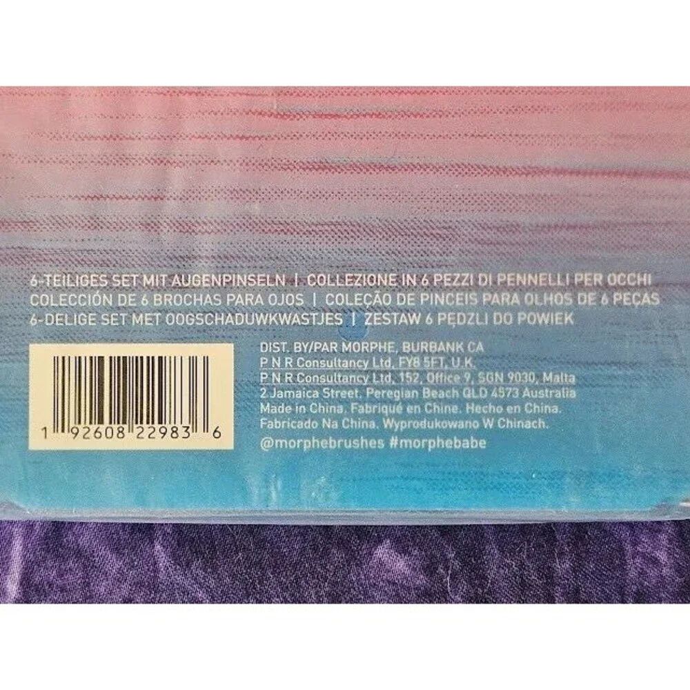 Morphe Sweet Oasis 6 Piece Eye Color Brush Set Pink Blue Synthetic Bristle BNIB